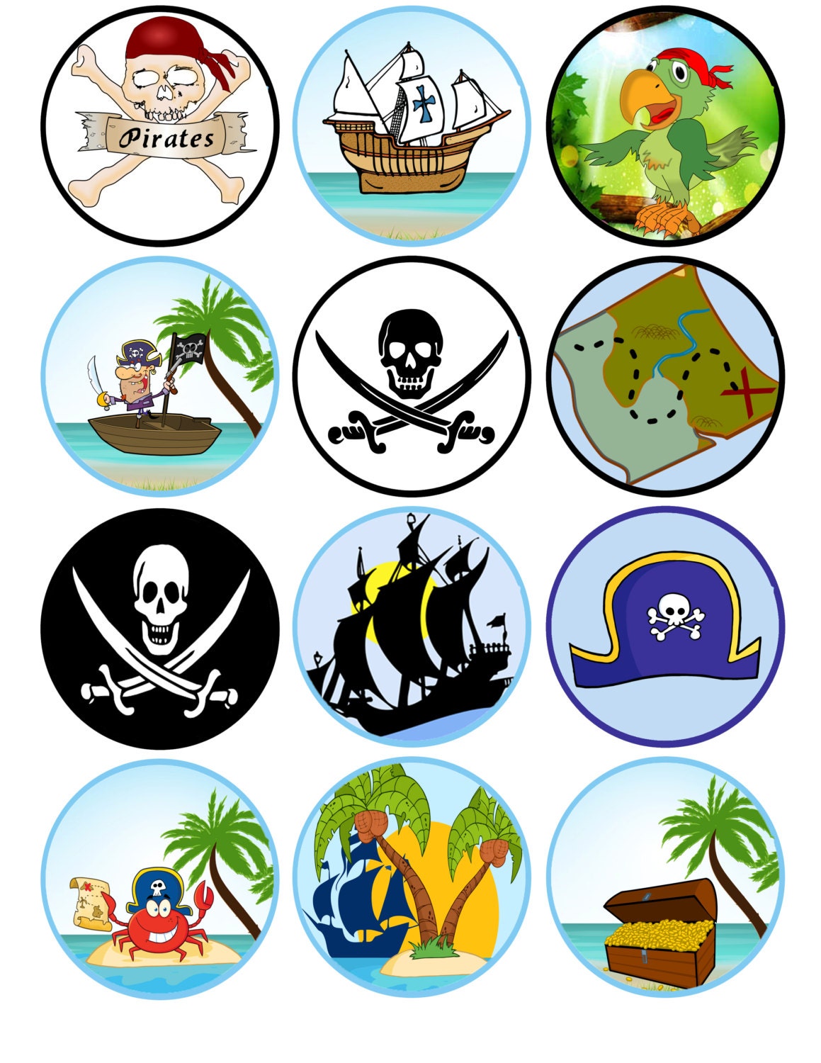 Pirate Cupcake Toppers Printable Pirate Theme Instant Download