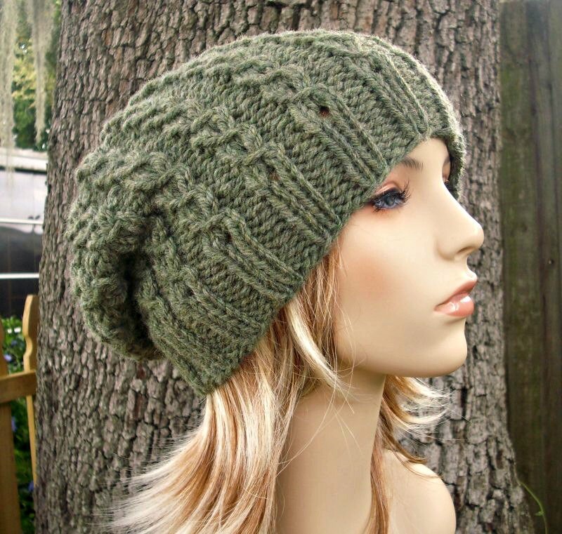 Download Knit Hat Womens Hat Slouchy Beanie Eyelet Cable Slouchy Hat