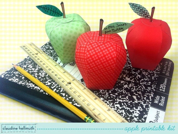 apple candy box kit - party favors, teacher gifts, back to school, Rosh Hashanah treat boxes - printable PDF - INSTANT downloa Il_570xn