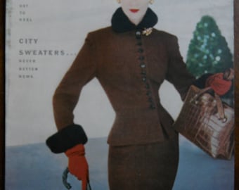 Authentic Aug 1, 1952 Vintage Vogue Magazine Back Issue Fashion Changes Hat to Heel