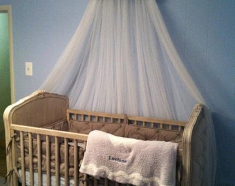 BURLAP Cream EMBROIRDERED SaLe DOSEL Padded Bed Teester Crib Canopy Crown Girls Room Decor Wall Hanging Baby Child