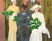 The wedding party.  Original oil painting by Vivienne Strauss.