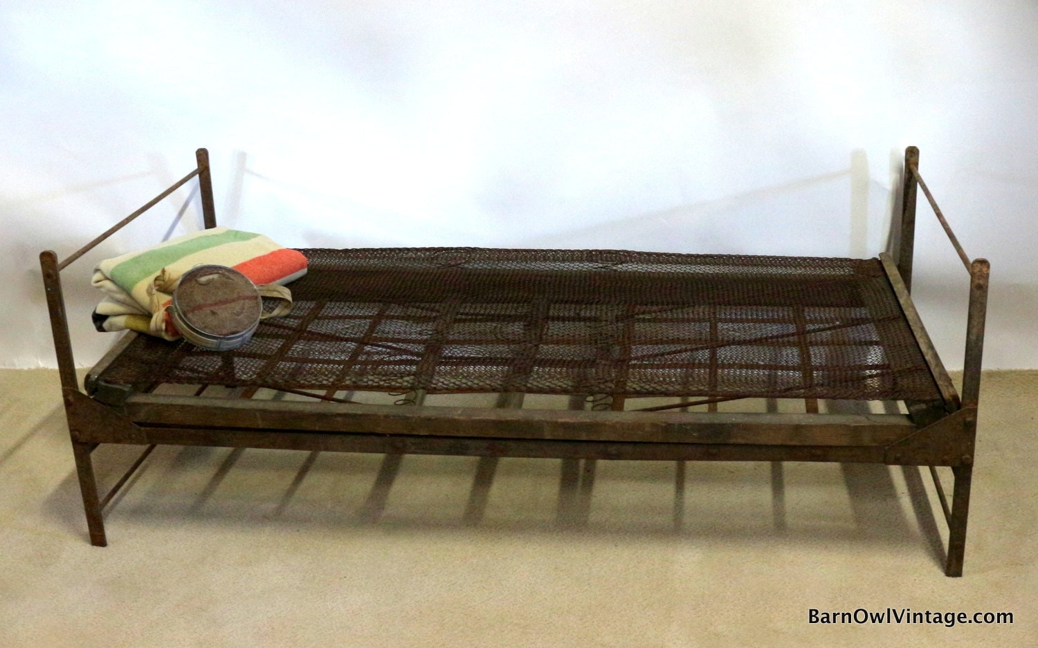 1800s Miners Bed Metal & Wood Cot California Gold by Nachokitty