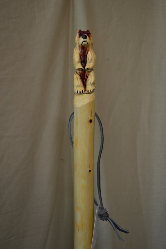 staff walking stick grizzly carving hand carved walking