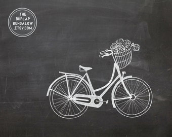 Vintage Bicycle With Basket Drawing