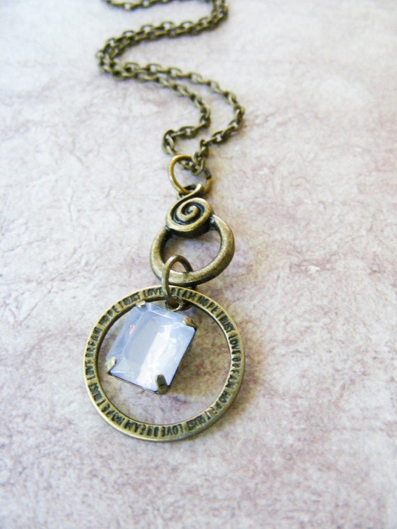 Love Dream Hope Trust Brass Circle Pendant with by meiguidesigns