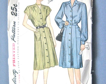 1940s Simplicity 1720 Dress Pattern Bust 37 inches