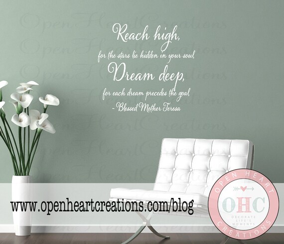 Items similar to Inspirational Wall Quotes - Reach High 