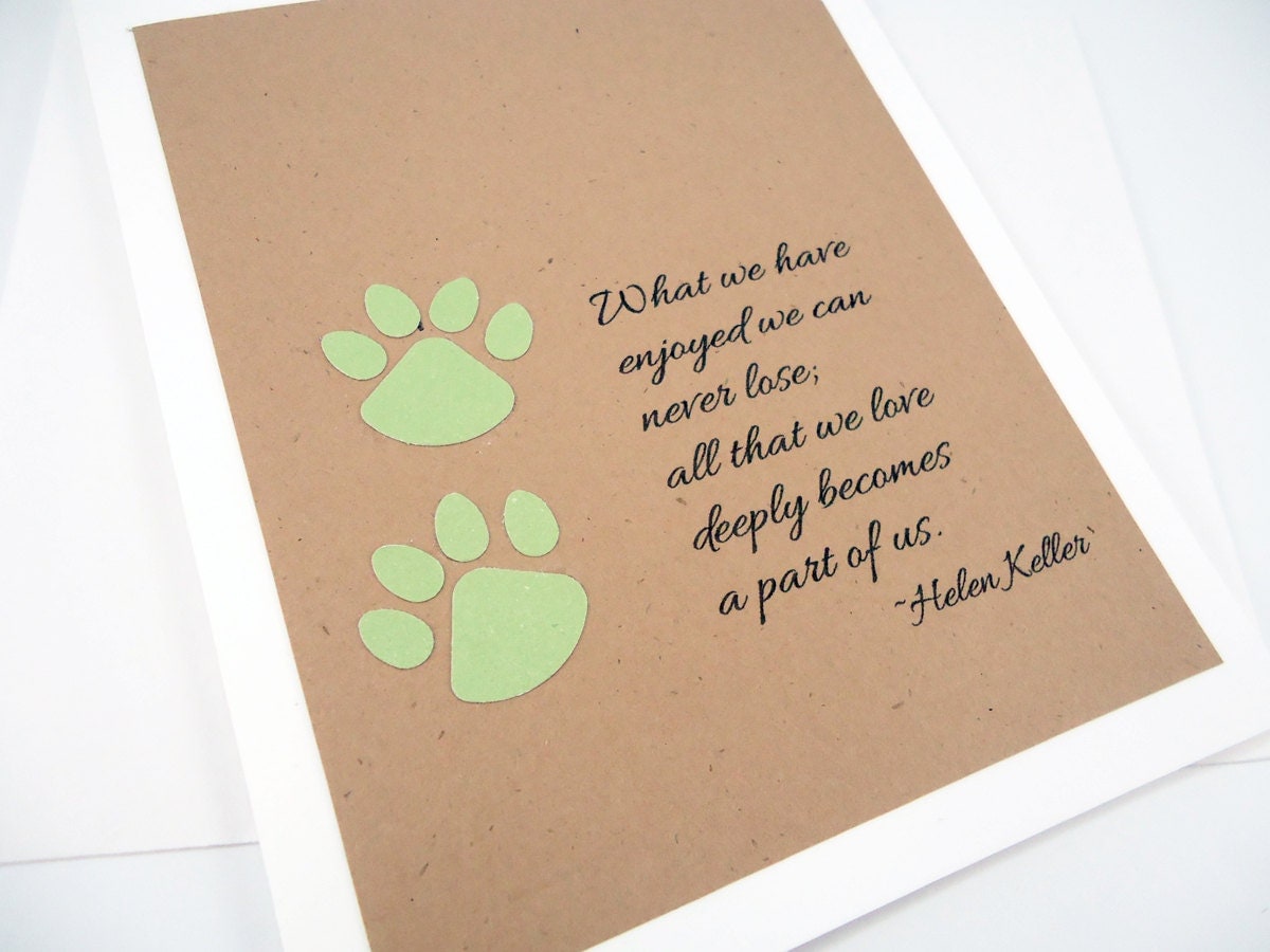 Pet Sympathy Card Loss of Pet Helen Keller by PiecesOfMePaperCraft
