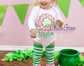 St Patricks Day Clover Girls Shirt, Embroidered Applique Shirt or Bodysuit Il_170x135