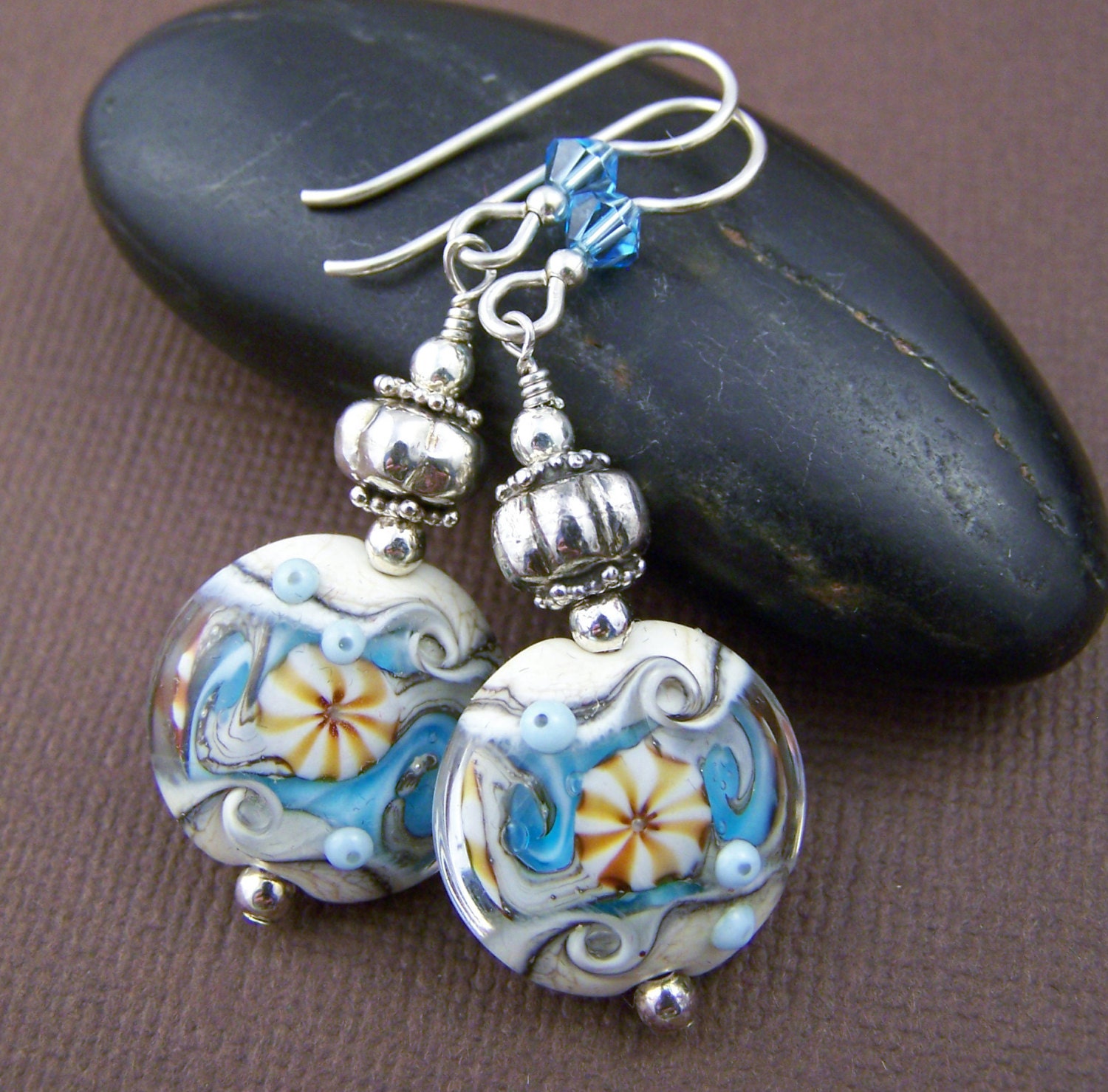 Mermaid Glass Bead Earrings Artisan Lampwork Beaded Earrings