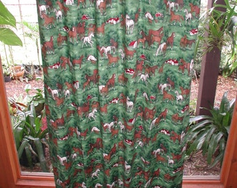 Blackout Curtains Green Horse, Blackout Window Treatments, Window Door Shades, Green Meadows Horse Print Blackout Drapes, Home Decorating