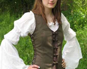 Elven Vest - Elven Clothing - Womens Vest - Denim Vest - Medieval Vest - Renaissance Vest