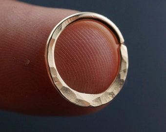 SEPTUM RING - 16g - Septum Hoop - Nose Ring - Septum Jewelry - Cartilage Earring - Rose Gold - Sterling - Niobium - hammered No.00503