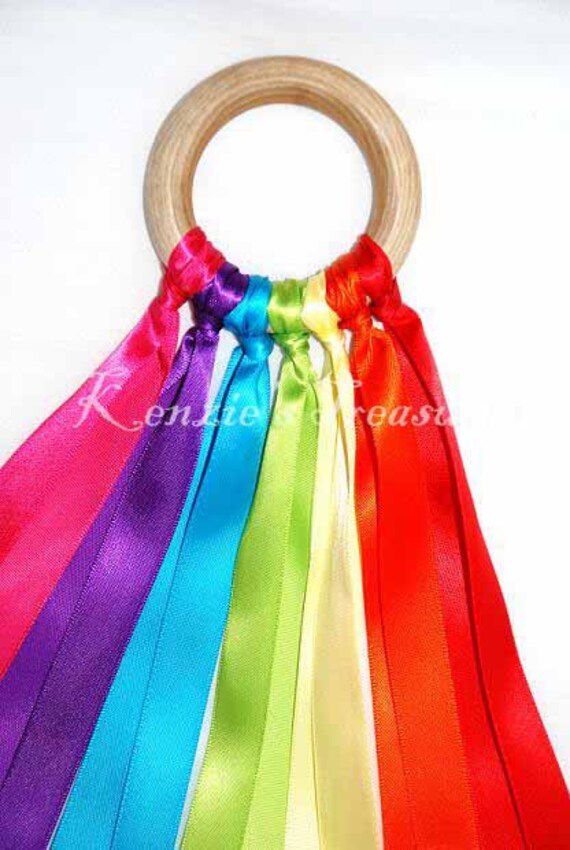 Rainbow Ribbon Hand Kite Made With 7 Different Colors of