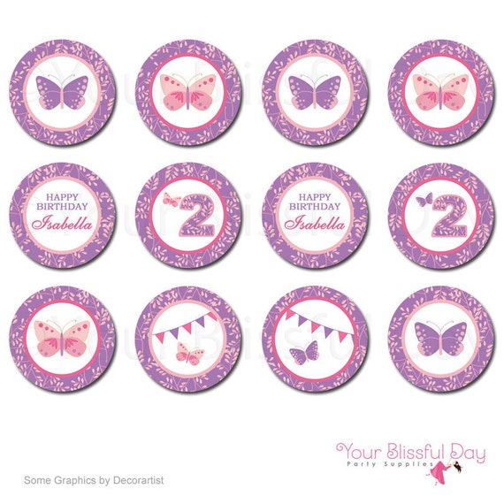 PRINTABLE Enchanted Butterfly Party Circles (Personalized) #526 Il_570xn