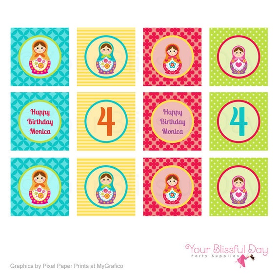 Matryoshka Doll Party Circles | Russian Nesting Doll Cupcake Toppers | PRINTABLE Matryoshka Doll Cupcake Toppers #551 Il_570xn