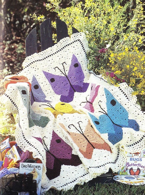 Items similar to Butterfly Afghan Crochet Pattern - So Pretty for ...