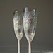 Bleached Peacock Feather Hand Painted Champagne Glasses set of 2 Pastel Violet Pink Gold Silver Light Blue