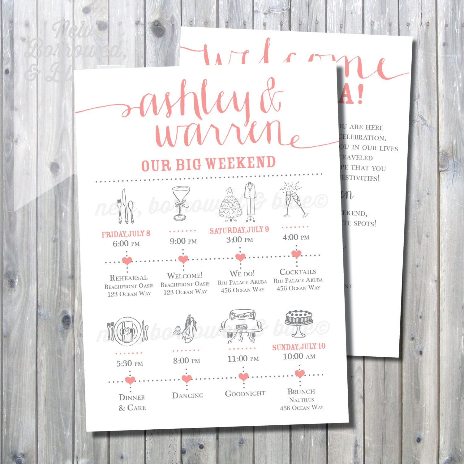 Printable Wedding Timeline Schedule Itinerary By Pompdesigns