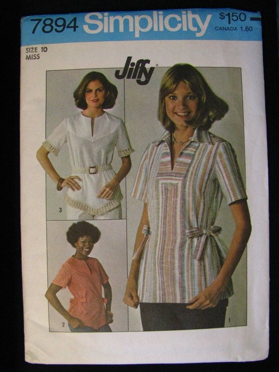 Vintage *NEW* Uncut Sewing Pattern Simplicity 7894 1970's Women's Blouse Top Shirt Size 10