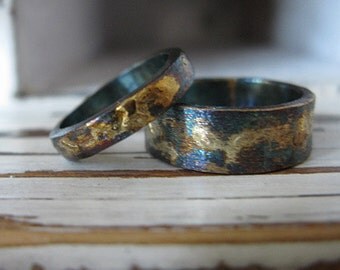 Rustic Wedding Band Set Wedding Ring Set Wedding Rings Unique Wedding Bands Unique Wedding Rings Viking Wedding Ring Unique Mens Wedding