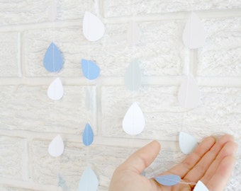 Baby Shower Decorations ... raindrop paper garland .... baby shower sprinkle // rain drop // buffet table decor