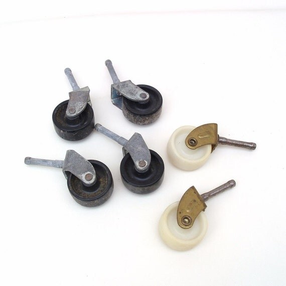 Vintage Metal Caster Wheels Furniture Wheels by WhimzyThyme