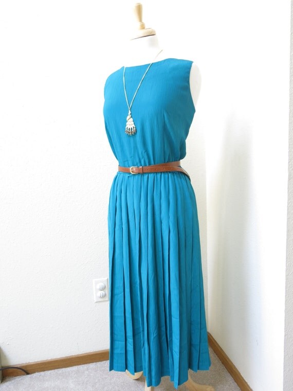 Items similar to leslie fay dress / vintage dress / teal / size 14 ...