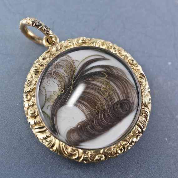 ANTIQUE MOURNING JEWELRY // hair jewelry pendant //