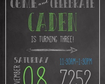 Chalkboard Pennant Birthday Invitation