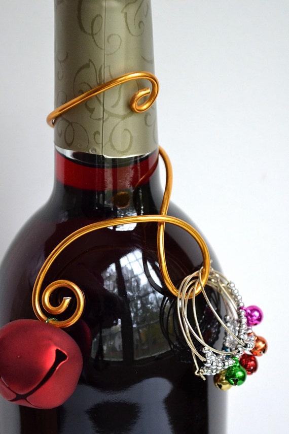 Items similar to Christmas Wine Bottle Decoration with Wine Glass ...