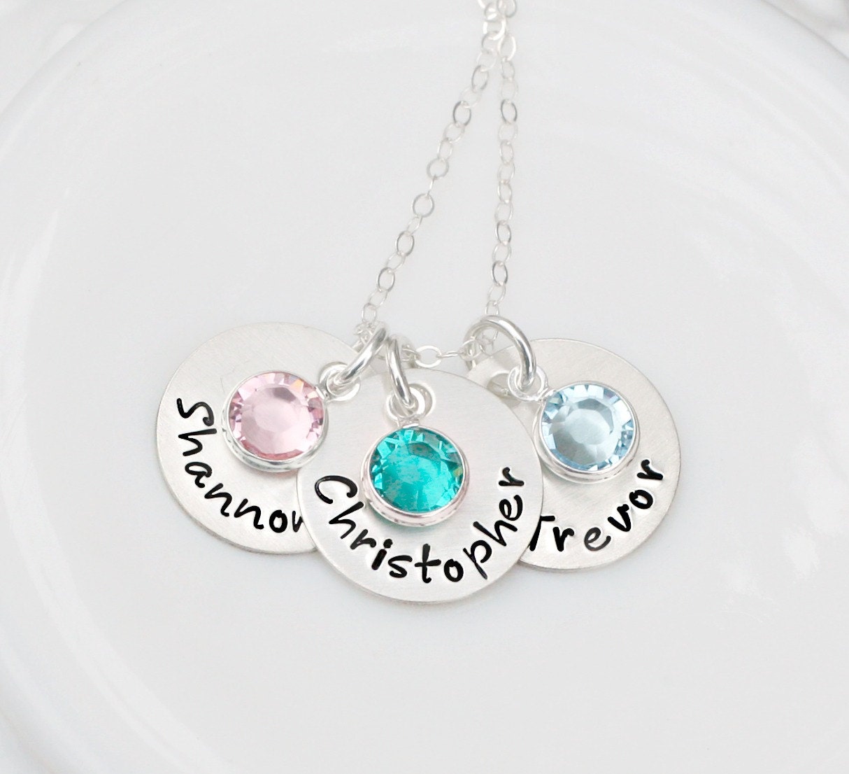 Personalized Birthstone Name Necklace Sterling Silver
