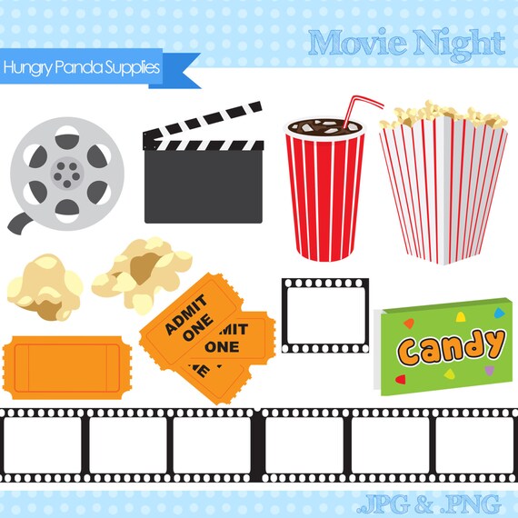 Movie Night digital clipart theater clipart at the movies