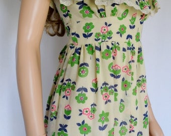 Vintage 1970's YOUNG EDWARDIAN Arpeja NeoN FLoWeR HiPPiE BoHo Woodstock Prairie Dress S