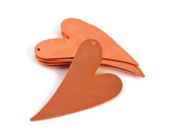 8 Copper Heart Blanks - Medium - 24 Gauge Raw Copper - Stamping Enameling Blanks with Hole