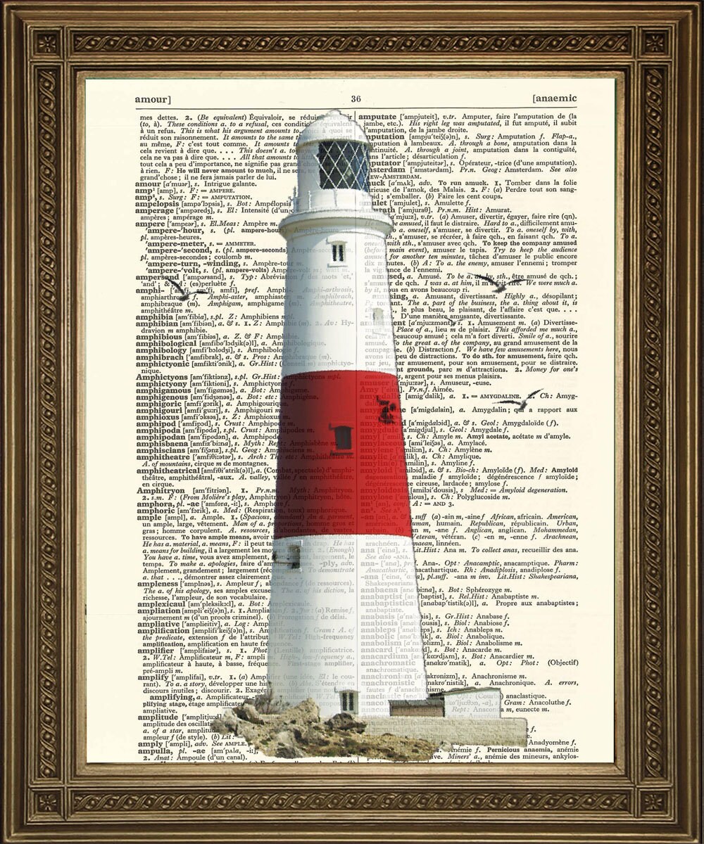 LIGHTHOUSE PRINTS Seaside Coast Lighthouse Art Vintage