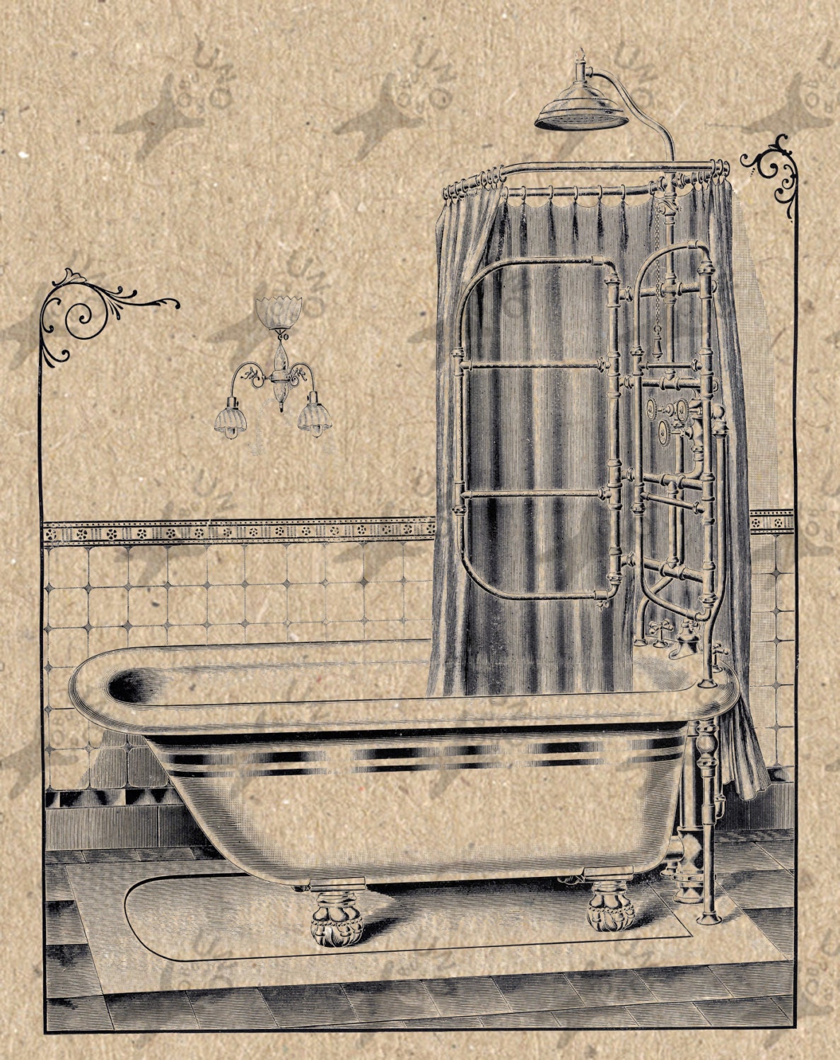 Vintage image Bath Bathroom Instant Download Digital printable