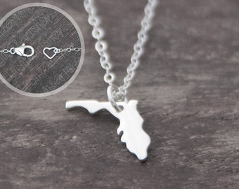 Florida Necklace - Tiny Sterling Silver Florida State Jewelry