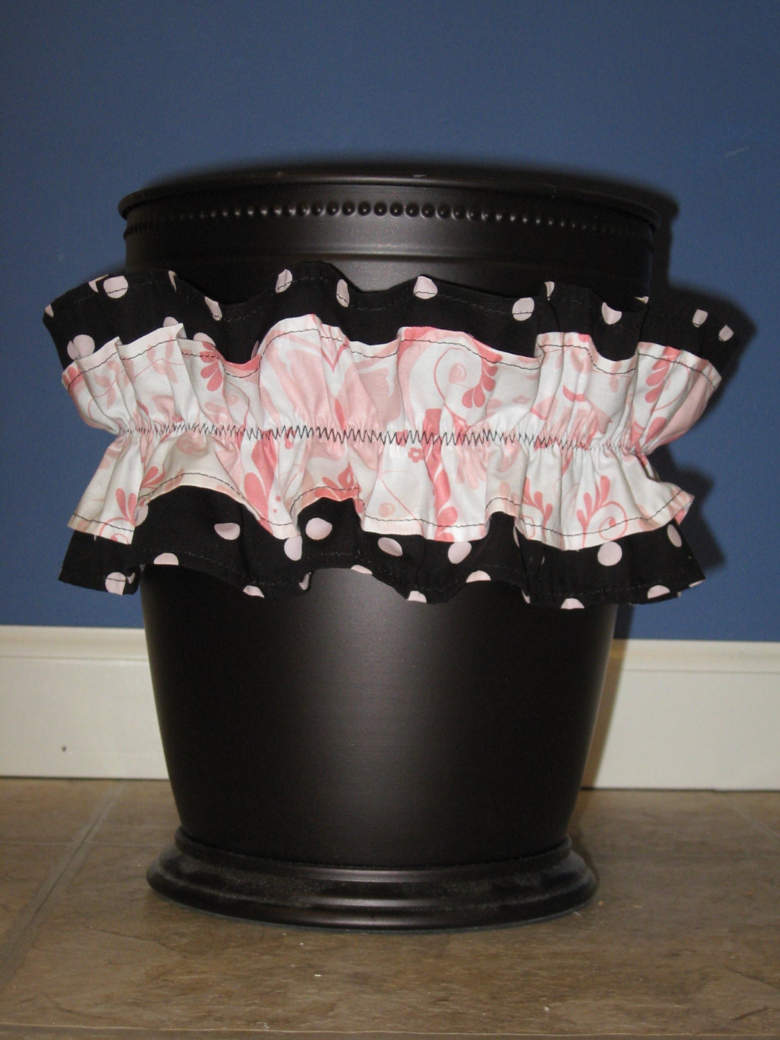 Trash Can Waist Basket Bath Bathroom Accessories by CountryRuffles