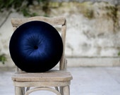 Navy blue velvet round pillow