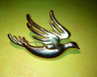 Vintage/ Bird/Large/Gold/ Toned/ Dove/ Broochpin
