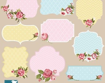 shabby chic labels set cliparts commerical use clip art label