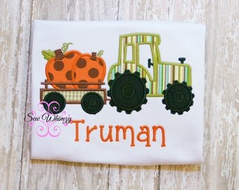 Pumkpin tractor shirt or bodysuit- Boys thanksgiving shirt- Tractor shirt