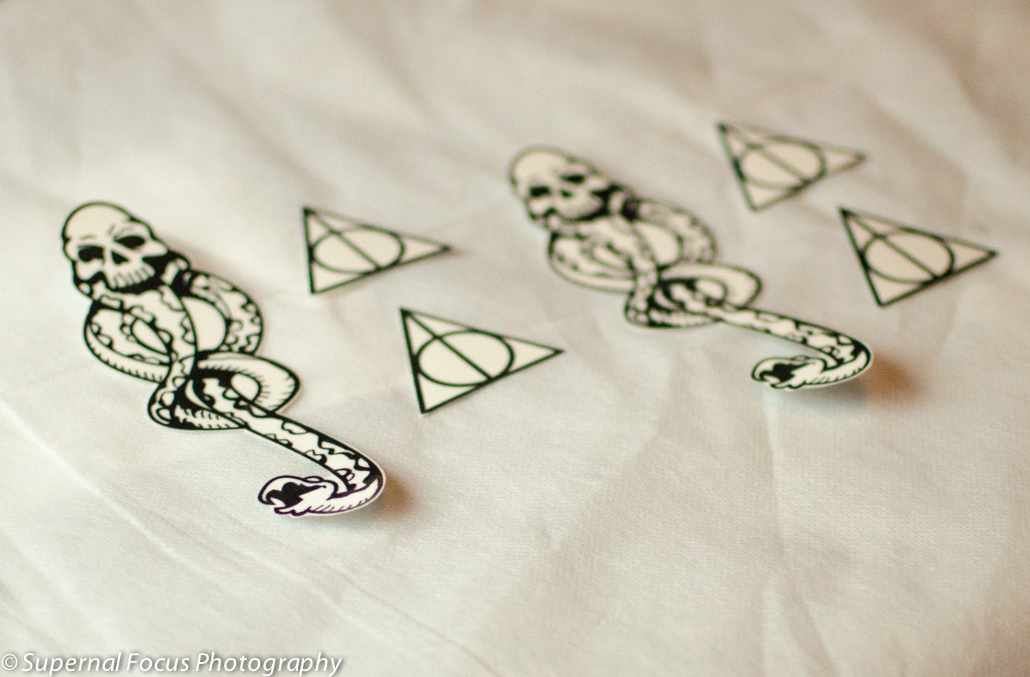 Items similar to Deathly Hallows & Dark Mark Precut Temporary Tattoo ...