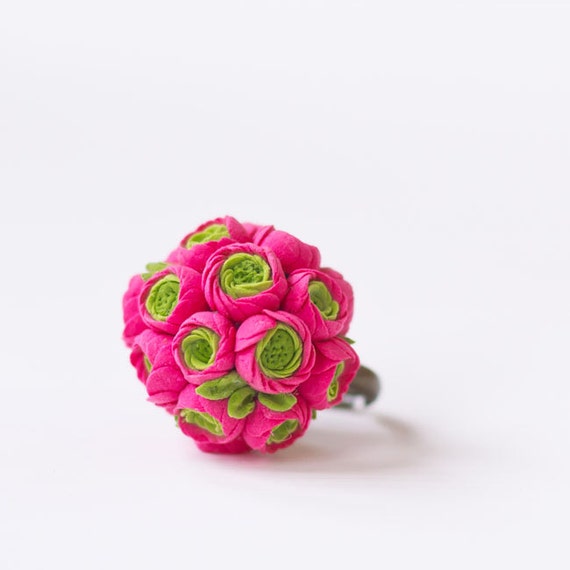Neon pink ring neon jewelry neon pink neon by GentleDecisions