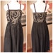 Vintage 1950s Black Taffeta Dress with Leaf Embroidery