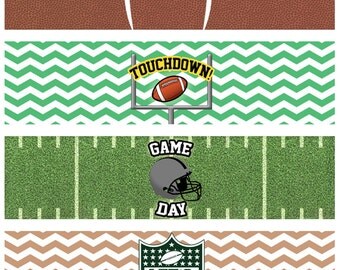 Football Party/ Super Bowl Party Printable Water Bottle/ Beer Bottle ...