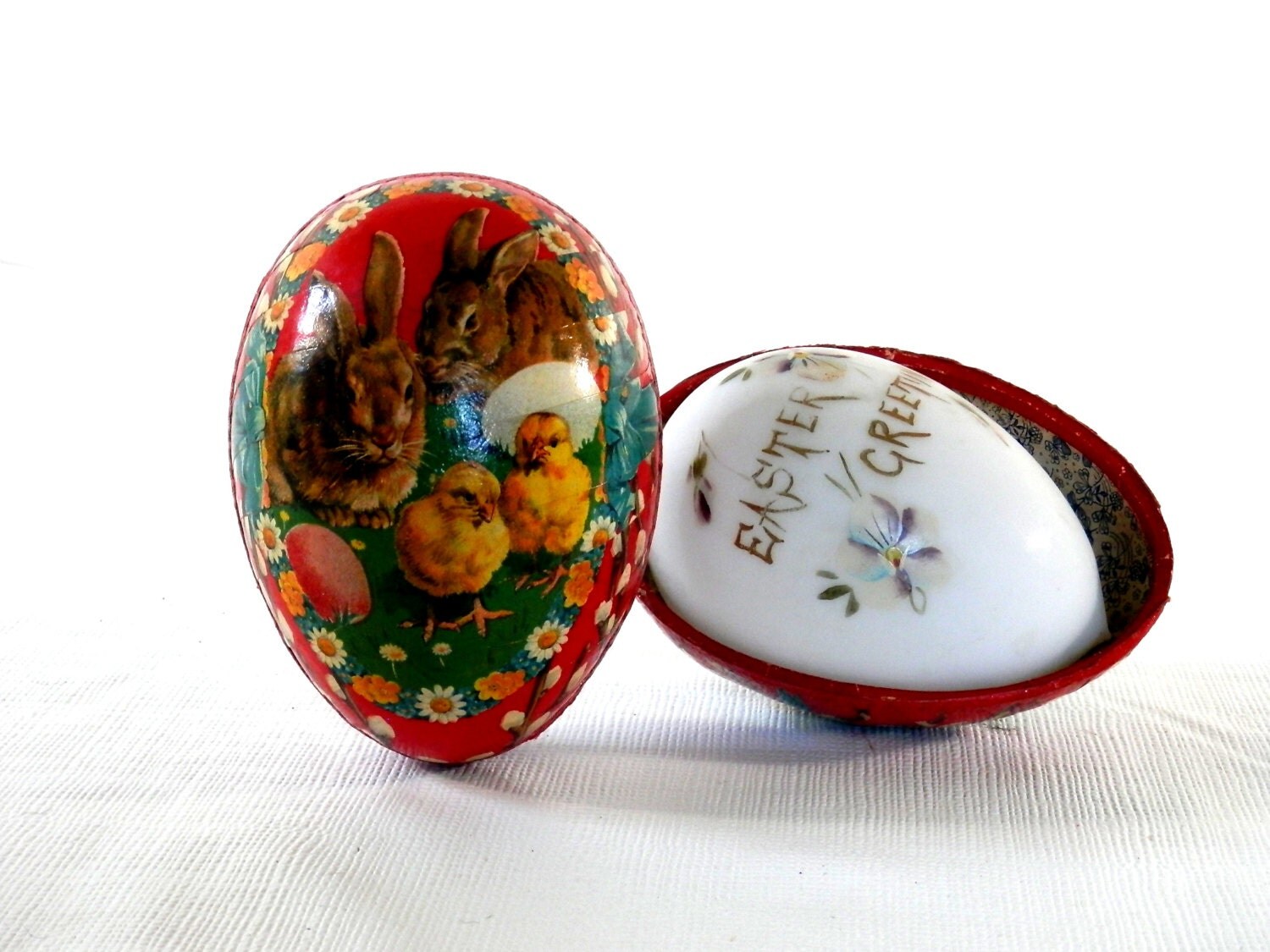 Victorian Blown Glass Easter Egg with Cardboard Egg Shaped Box