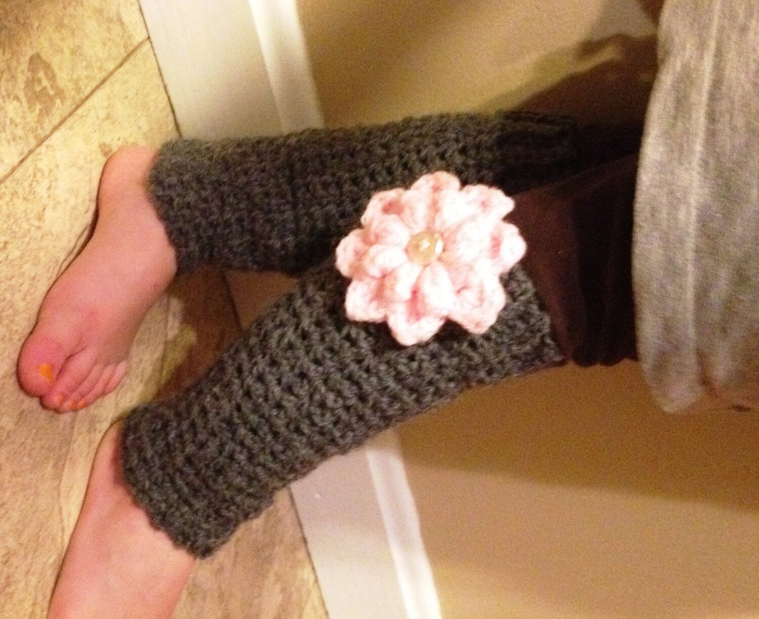 Sweet & Girly Leg Warmers Flower Toddler Small by YHCreations